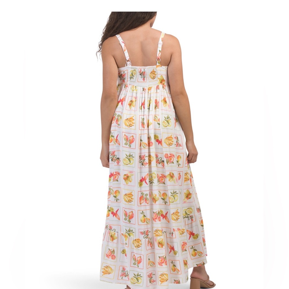 Anthropologie Midi Dress Fruit Cottagecore Size M Spring Summer - Picture 2 of 3